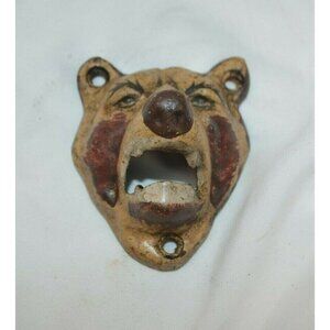 Vintage Style Antique Cast Iron Bear Beer Bottle Opener Wall Mounted Pub